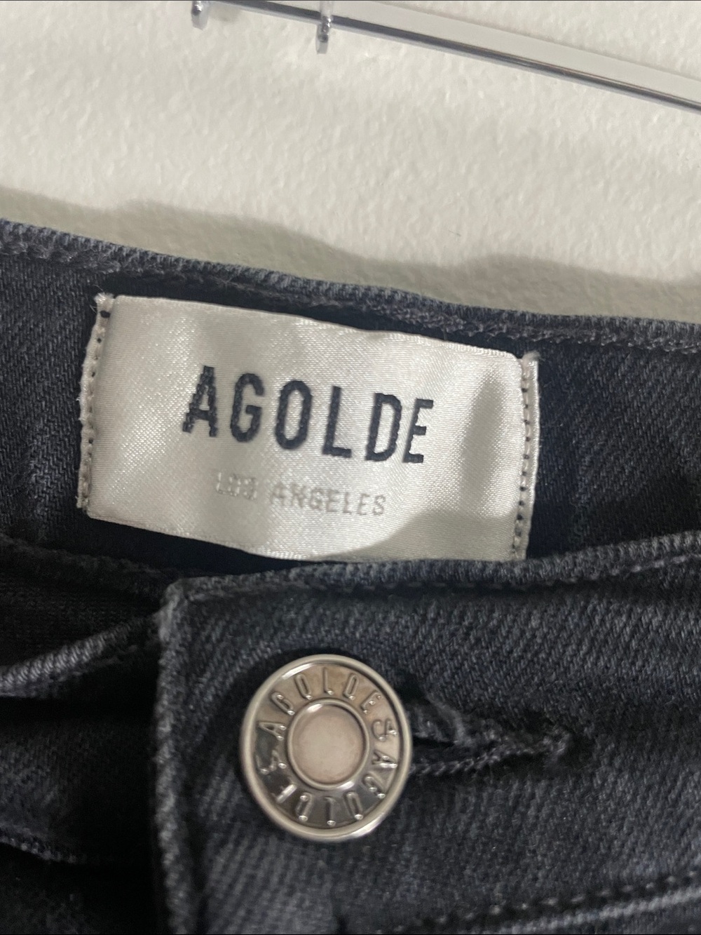 AGOLDE Women's Washed Black High Rise Straight Leg Button Fly Jeans - Picture 2 of 14